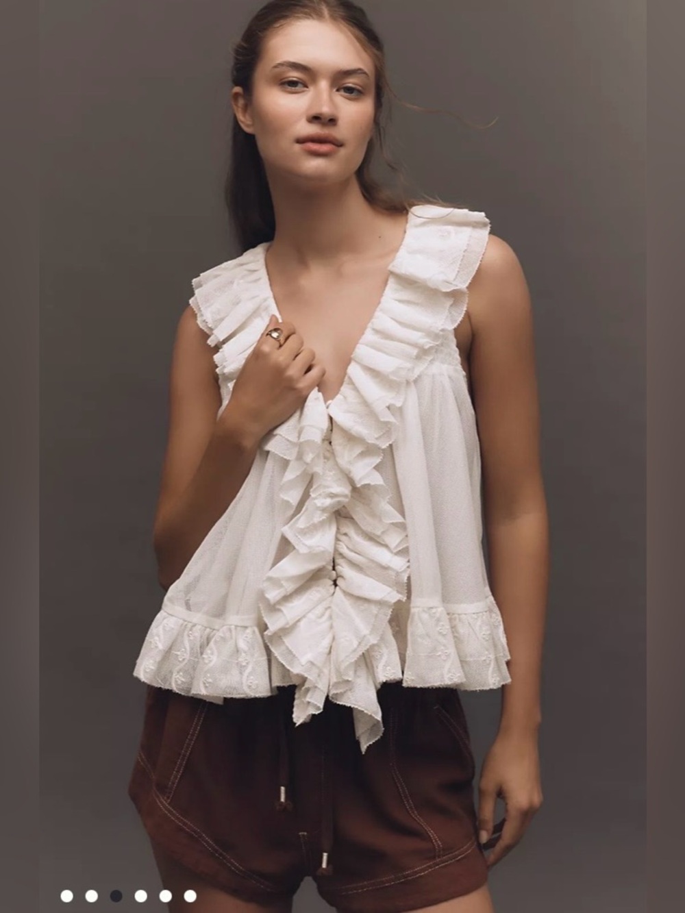 NWT $128 By Anthropologie Sheer Ruffle Swing Top S victorian